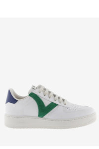 VICTORIA - MADRID Contrast Detail Faux Leather Trainers in Trebol Green 1258201