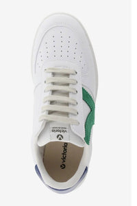 VICTORIA - MADRID Contrast Detail Faux Leather Trainers in Trebol Green 1258201