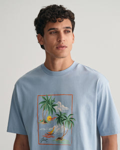 GANT - Hawaiian Printed T-Shirt in Eggshell Dove Blue 2013080 474