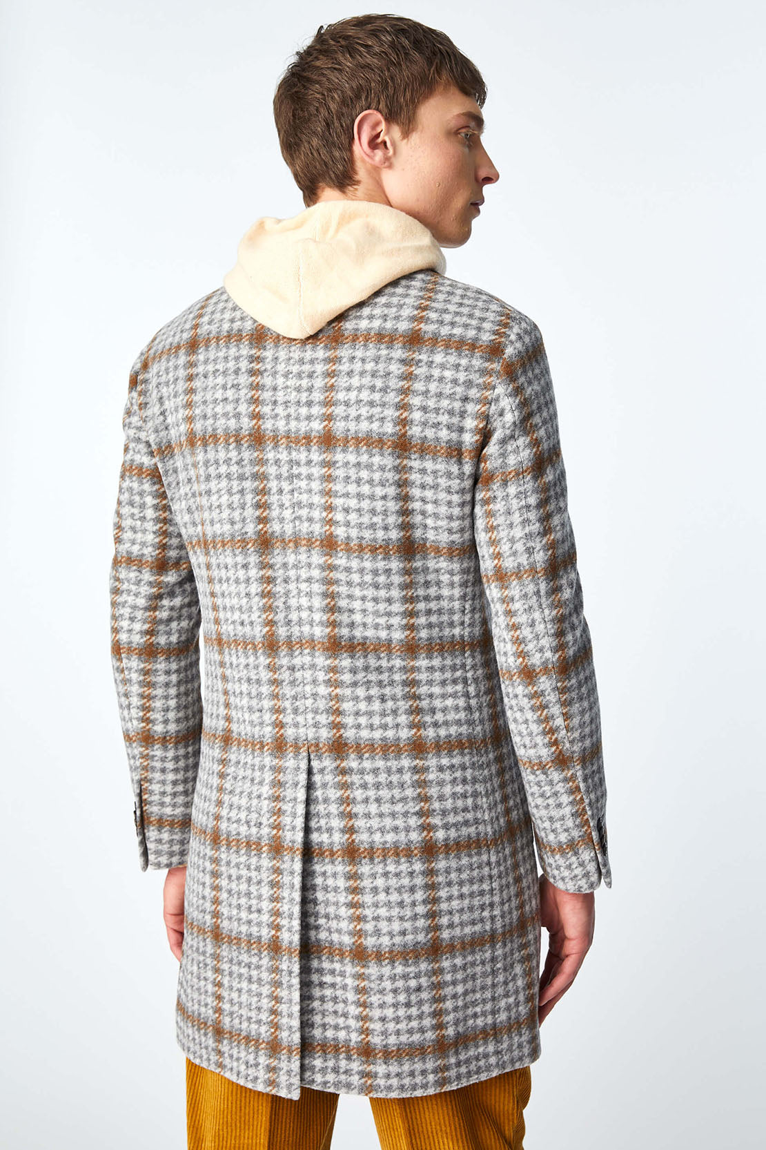 L.B.M 1911 - LONDON Soft Wool Blend Overcoat In Grey And Brown Check 35720/1 7451