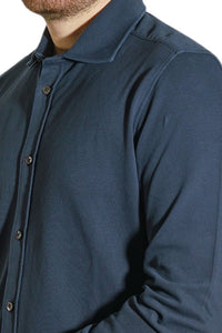 CIRCOLO 1901 - Dark Navy Blue Pique Stretch Cotton Shirt CN4296