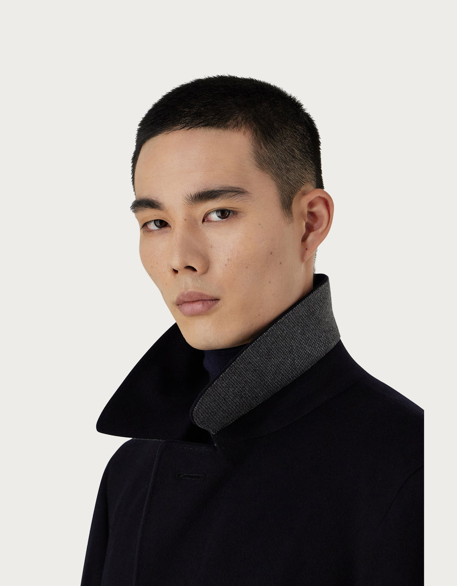 CANALI WOOL AND CASHMERE PEACOAT in Navy Blue 55942FU00039300