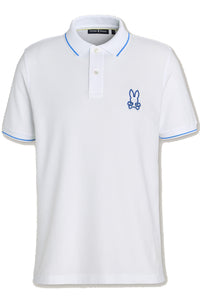 PSYCHO BUNNY - LENOX Pique Polo Shirt In White B6K138B200 WHT