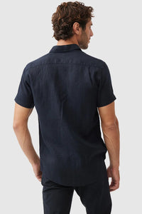 RODD & GUNN - PALM BEACH Short Sleeve Linen Shirt In Midnight Blue LP6266