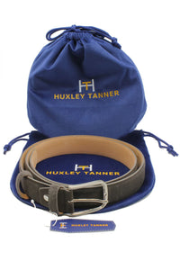 HUXLEY TANNER - BALLESTEROS 35mm Napa Leather Belt in Navy BAL004