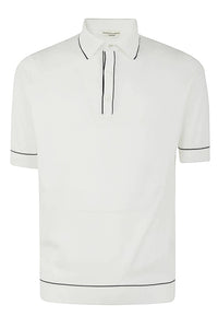 FILIPPO DE LAURENTIIS - White Knitted Polo Shirt With Trim In Superlight Cotton