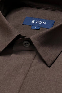 ETON - Dark Brown Merino Wool Lightweight Overshirt 10001038738