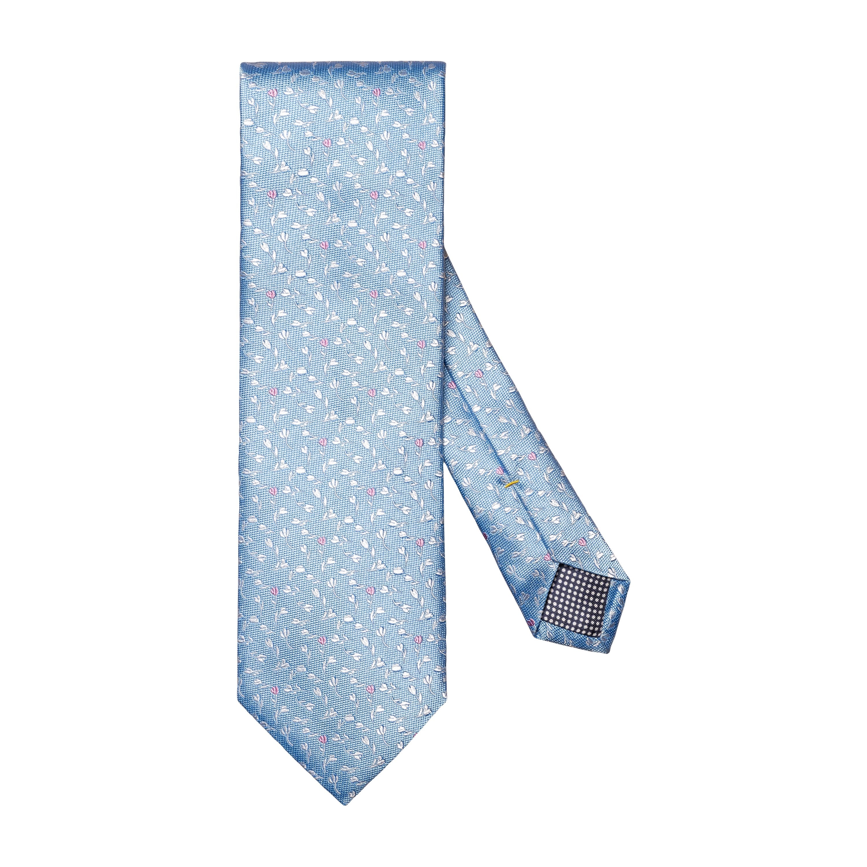ETON - Light Blue Floral Print Silk Tie 10001083822