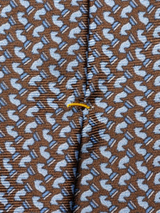 ETON - Brown and Light Blue Patterned Print Silk Tie 10001288522