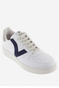 VICTORIA - MADRID Contrast Detail Faux Leather Trainers in Navy 1258201