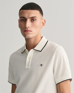GANT - Framed Tipped Piqué Polo Shirt in Eggshell White 2013014 113