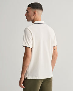 GANT - Framed Tipped Piqué Polo Shirt in Eggshell White 2013014 113