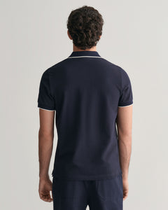 GANT - Framed Tipped Piqué Polo Shirt in Evening Blue 2013014 433