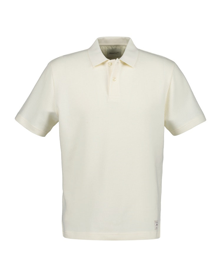 GANT - Waffle Textured Polo Shirt in Cream 2014064 130