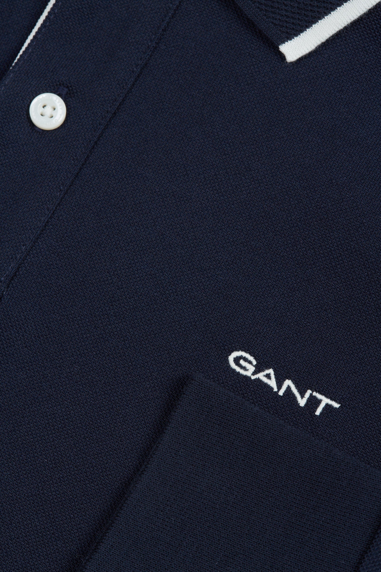 GANT - Long Sleeve Pique Polo Shirt In Dark Marine Blue 2062029 433