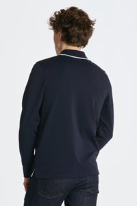 GANT - Long Sleeve Pique Polo Shirt In Dark Marine Blue 2062029 433