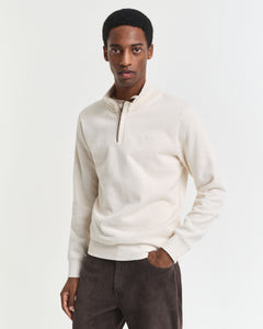 GANT - Sacker Rib Half-Zip Sweatshirt in Cream 2068028 130