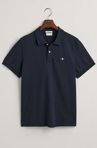GANT - Regular Fit Shield Piqué Polo Shirt In Evening Blue 2210 433