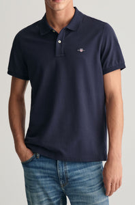 GANT - Regular Fit Shield Piqué Polo Shirt In Evening Blue 2210 433