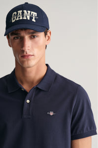 GANT - Regular Fit Shield Piqué Polo Shirt In Evening Blue 2210 433