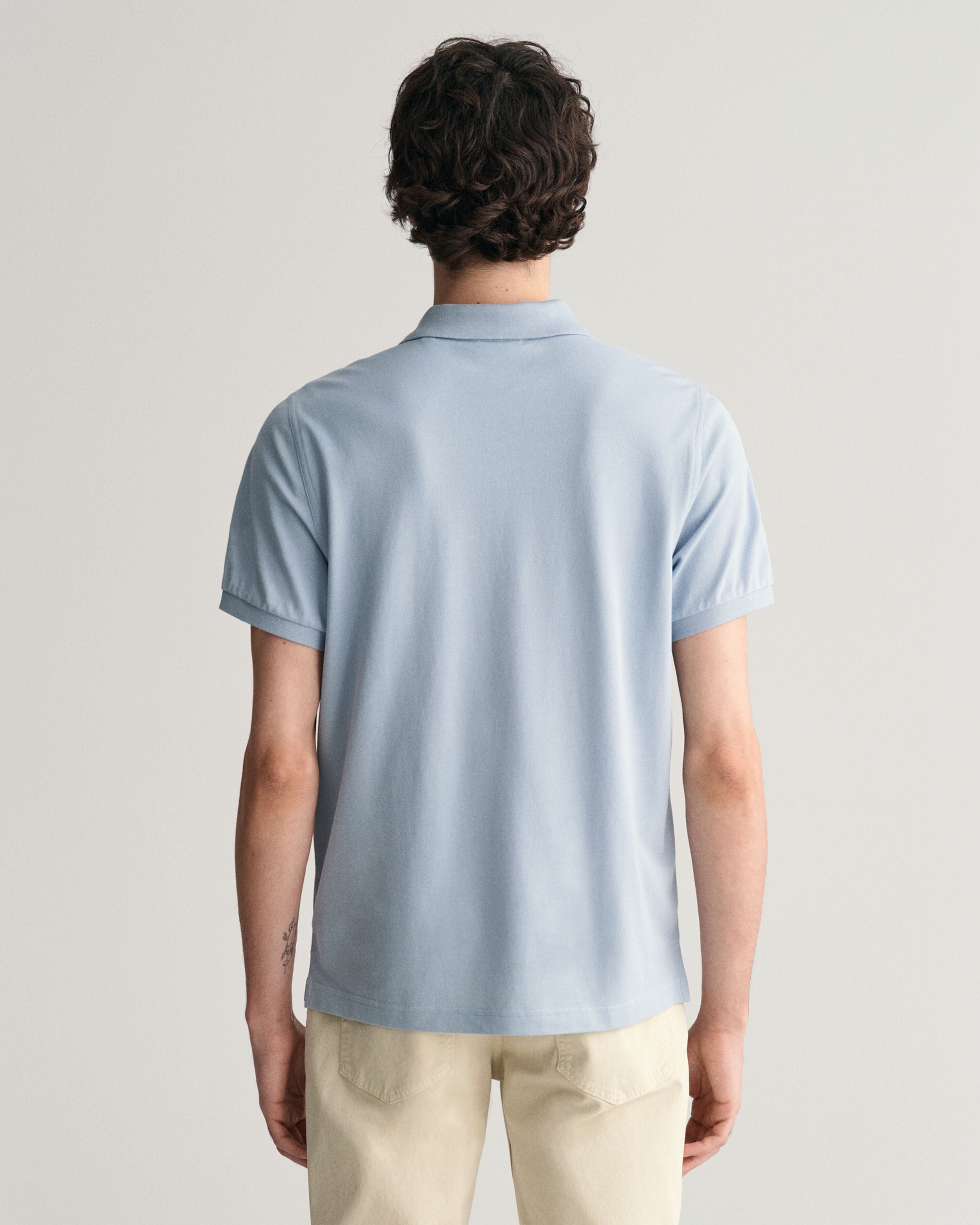 GANT - Regular Fit Shield Piqué Polo Shirt In Dove Blue 2210 474