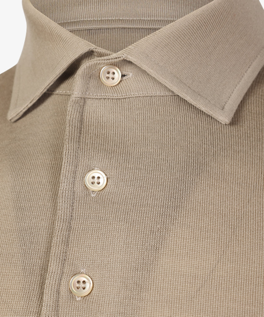 FILIPPO DE LAURENTIIS - Ecru Cotton & Cashmere Long Sleeve Knitted Polo PL1MLPAR 040