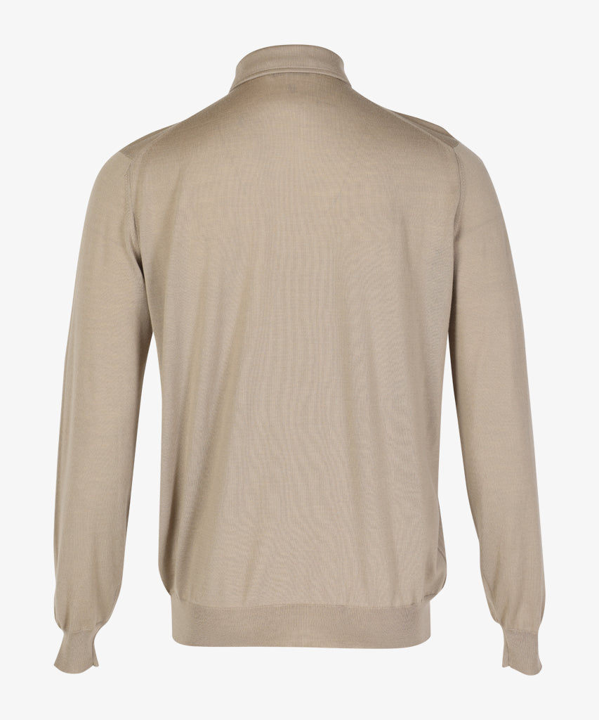 FILIPPO DE LAURENTIIS - Ecru Cotton & Cashmere Long Sleeve Knitted Polo PL1MLPAR 040