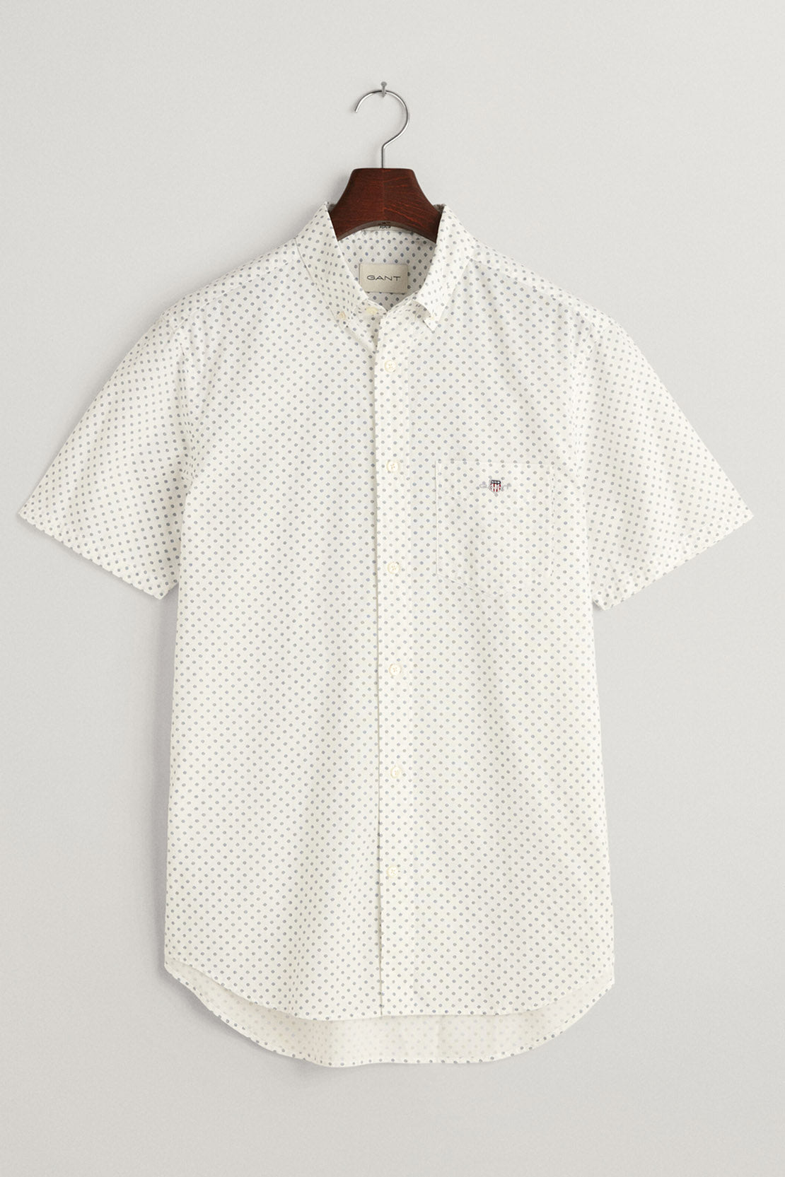 GANT - Regular Fit Micro Print Short Sleeve Shirt In Eggshell 3240066 113