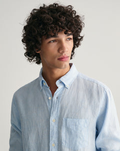 GANT - Regular Fit Houndstooth Linen Shirt in Capri Blue 3240067 468