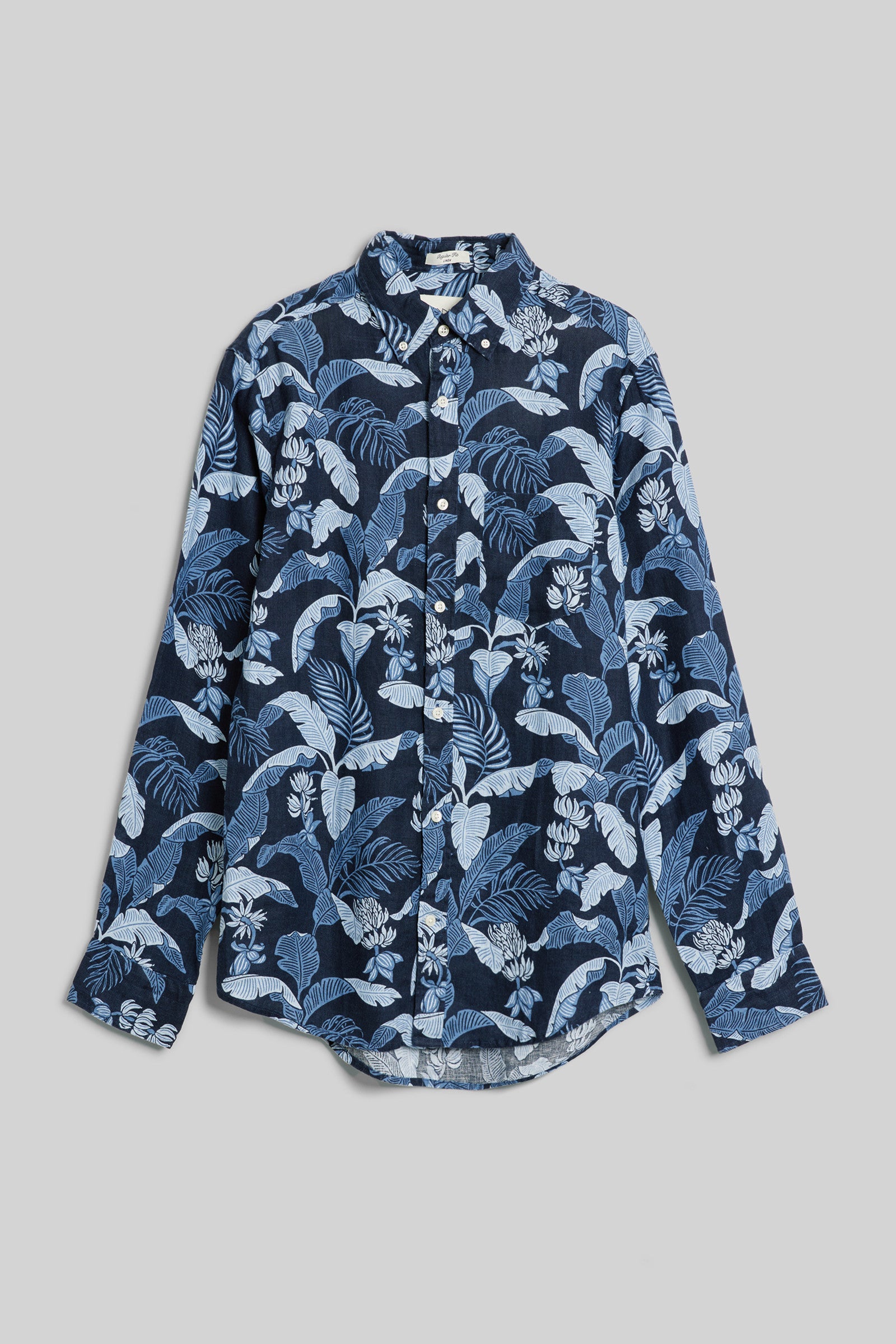 GANT - Regular Fit Printed Linen Shirt in Marine Blue 3240078 410