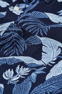 GANT - Regular Fit Printed Linen Shirt in Marine Blue 3240078 410