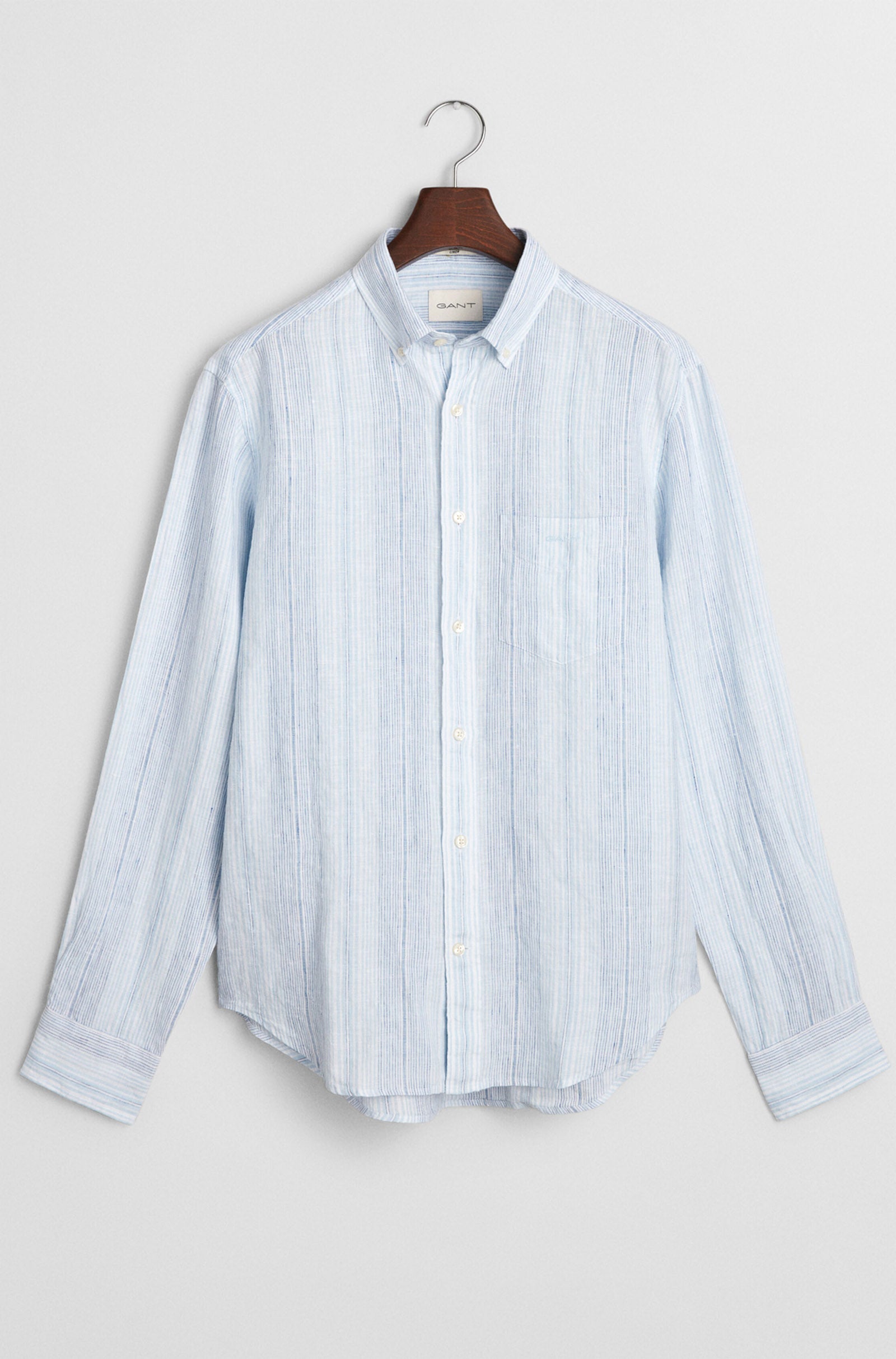 GANT - Regular Fit Thin Striped Linen Shirt in Capri Blue 3250045 468
