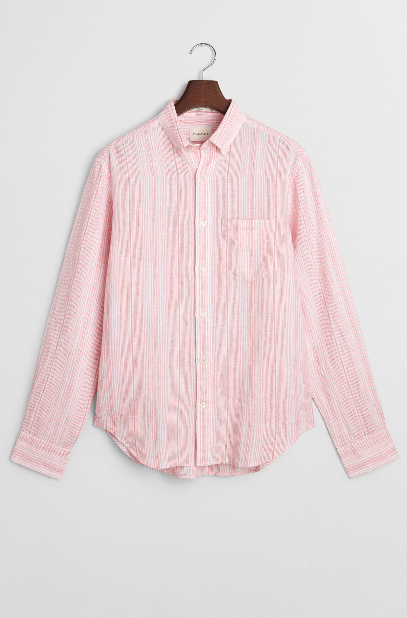 GANT - Regular Fit Thin Striped Linen Shirt in Geranium Pink 3250045 627