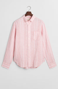 GANT - Regular Fit Thin Striped Linen Shirt in Geranium Pink 3250045 627