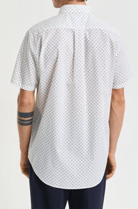 GANT - Regular Fit Micro Print Short Sleeve Shirt In Eggshell White 3250057 113