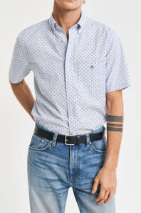 GANT - Regular Fit Micro Print Short Sleeve Shirt In Light Blue 3250057 455