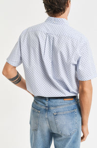 GANT - Regular Fit Micro Print Short Sleeve Shirt In Light Blue 3250057 455