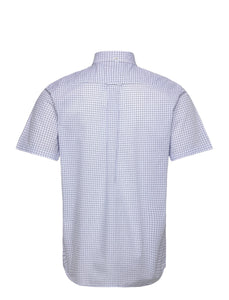 GANT - Regular Fit Classic Poplin Check Short Sleeve Shirt in College Blue 3250150 436