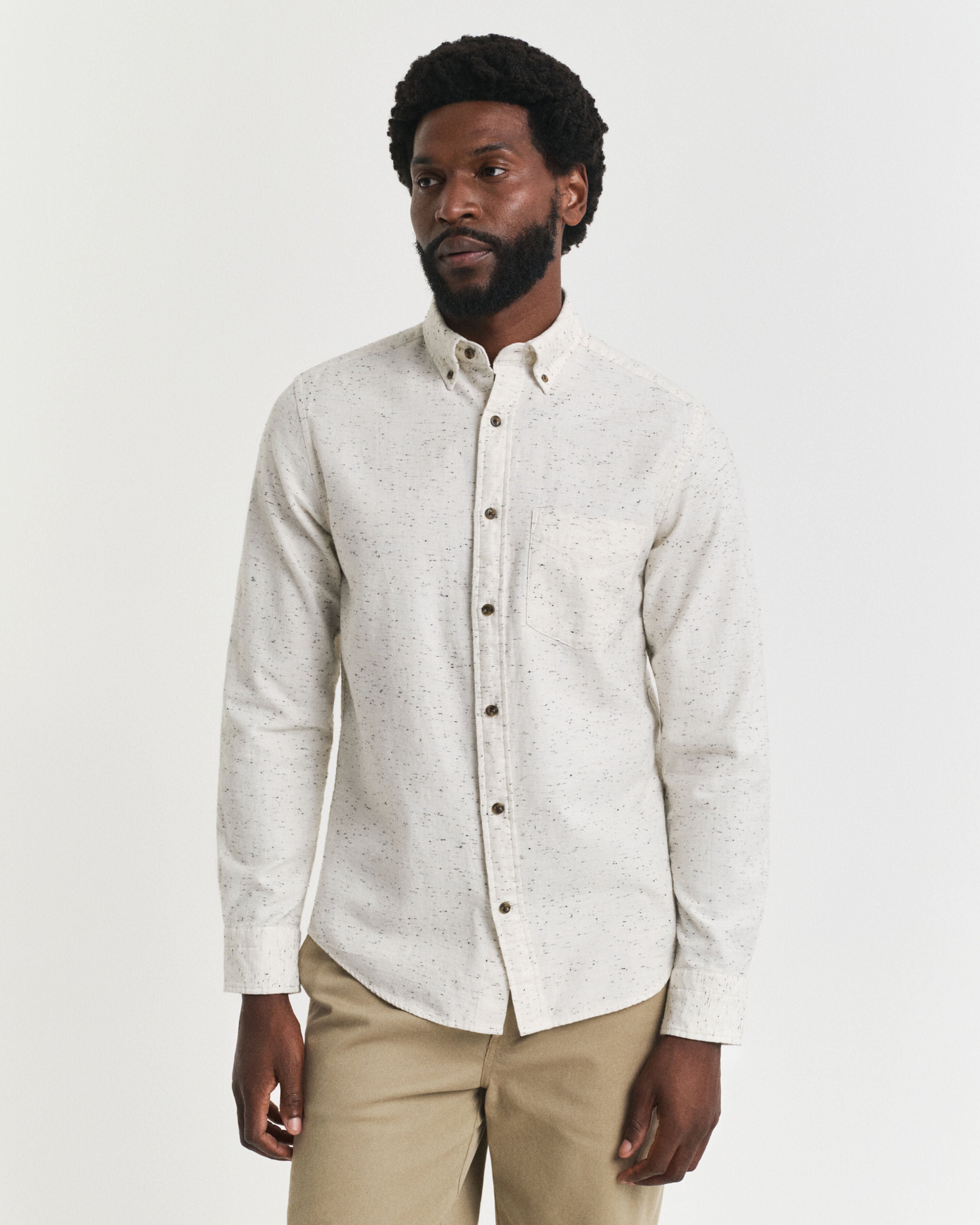 GANT - Regular Fit Nepps Flannel Shirt in Cream 3250247 130