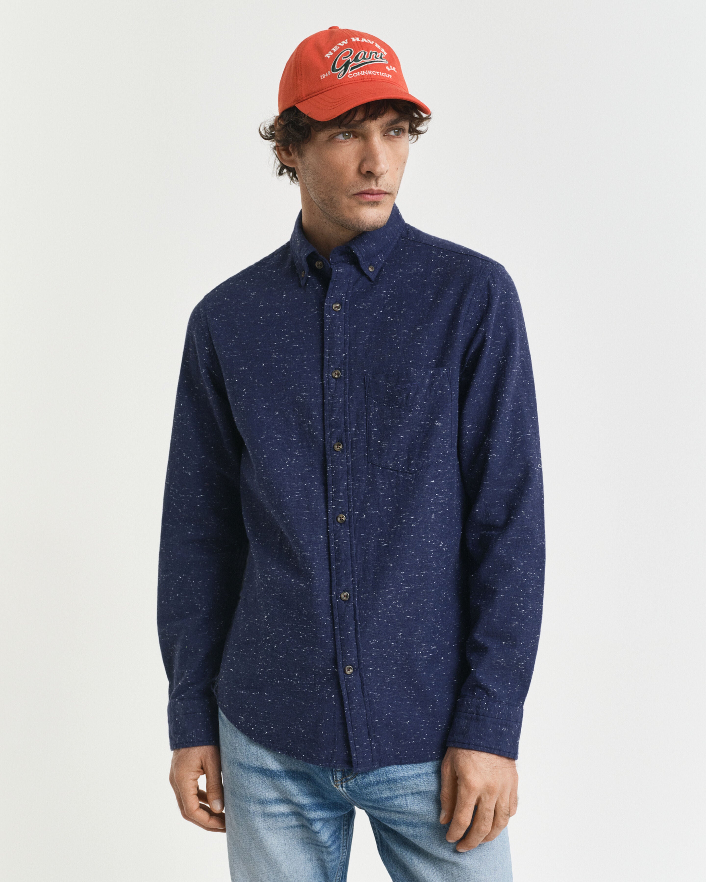 GANT - Regular Fit Nepps Flannel Shirt in Persian Blue 3250247 423