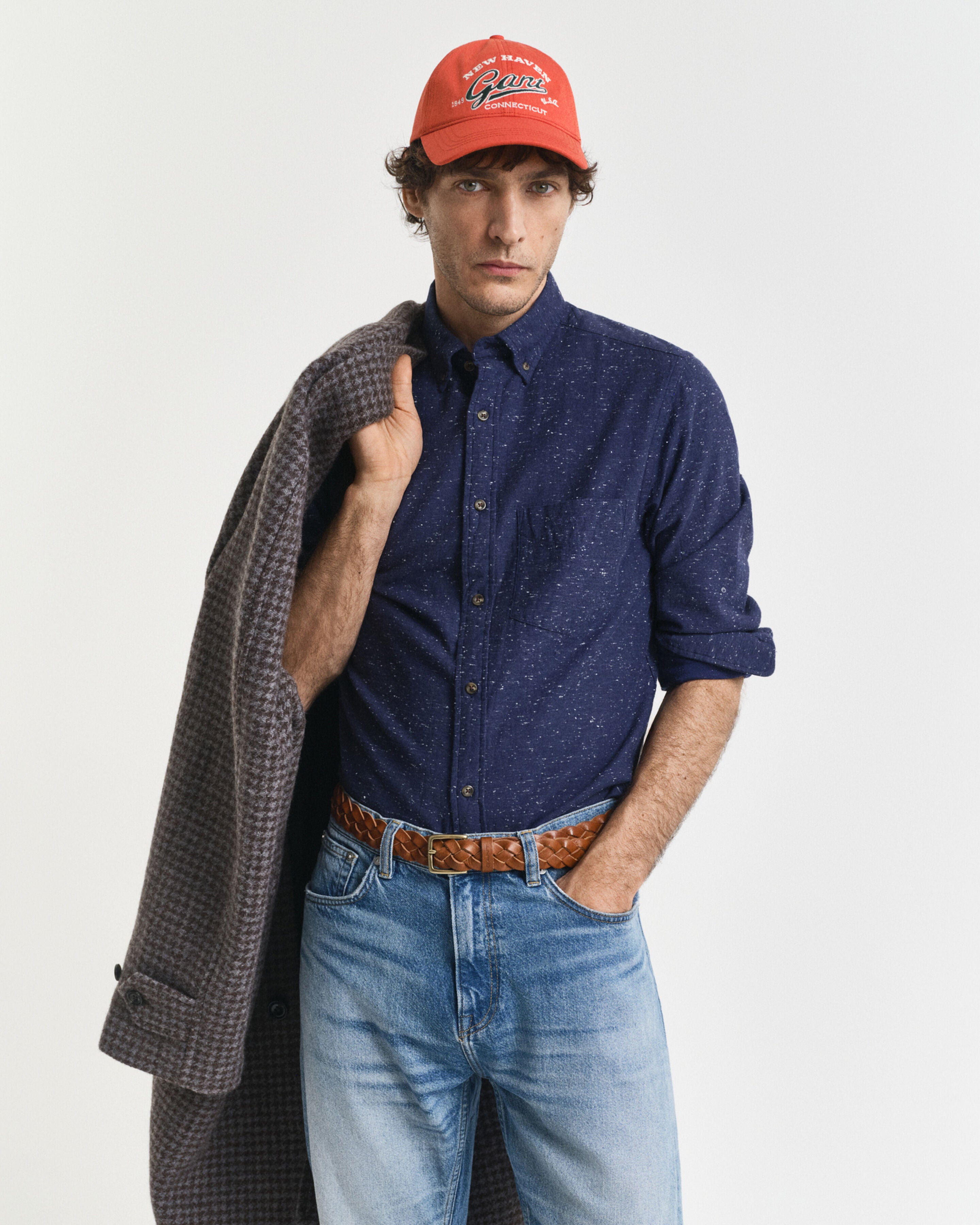 GANT - Regular Fit Nepps Flannel Shirt in Persian Blue 3250247 423