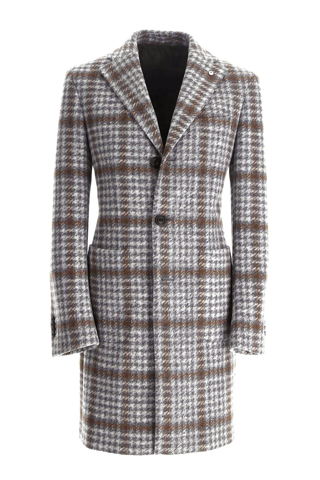 L.B.M 1911 - LONDON Soft Wool Blend Overcoat In Grey And Brown Check 35720/1 7451