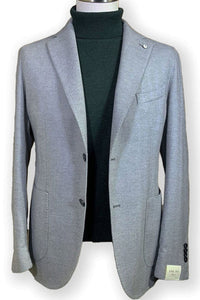 L.B.M. 1911 - Light Grey Herringbone Slim Fit Jersey Blazer 35800/2 2815