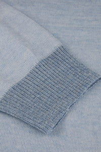 STENSTROMS - Light Blue Merino Wool Half Zip 4202411355103