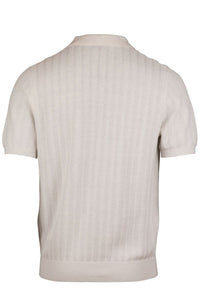 STENSTROMS - Textured Linen/Cotton Polo Shirt in Off White 4202482541050