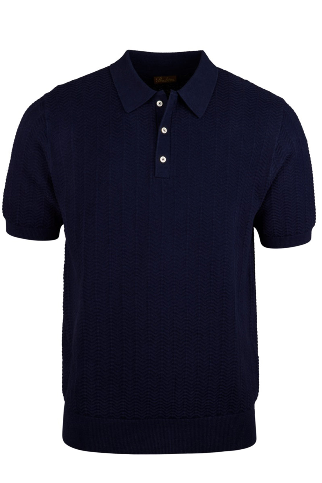STENSTROMS - Textured Linen/Cotton Polo Shirt in Navy Blue 4202482541180