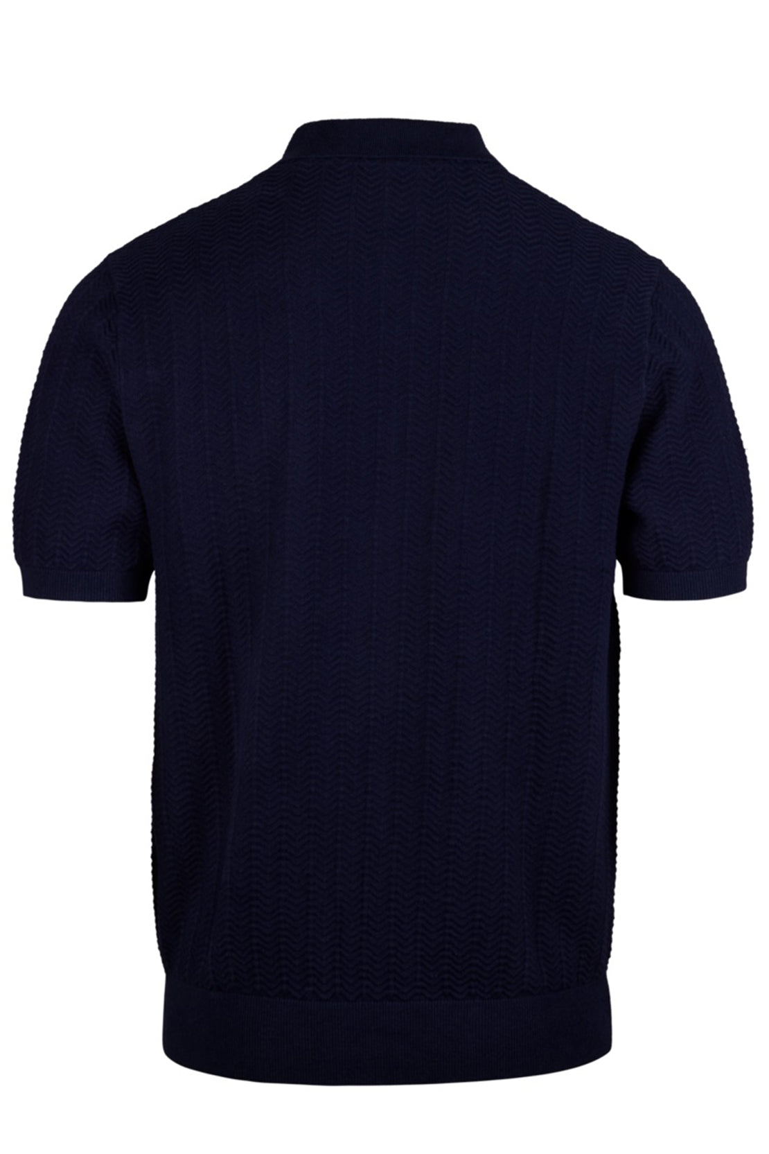 STENSTROMS - Textured Linen/Cotton Polo Shirt in Navy Blue 4202482541180