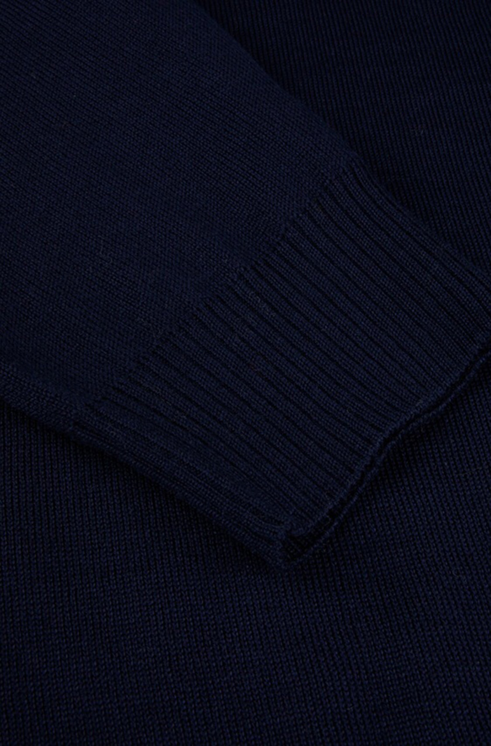 STENSTROMS - Navy Blue Merino Wool Long Sleeve Knitted Polo Shirt 4202651355190