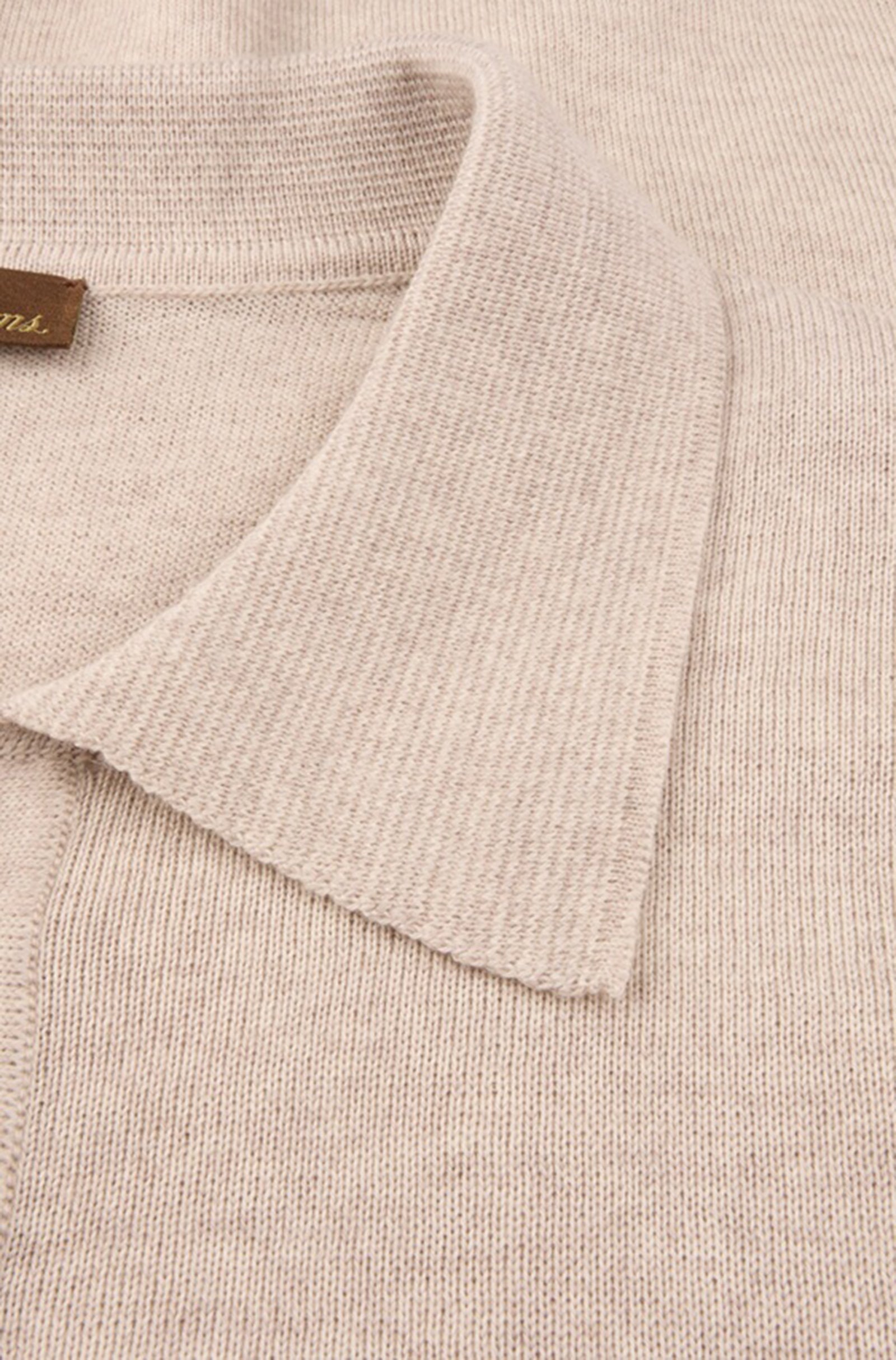 STENSTROMS - Light Beige Merino Wool Long Sleeve Knitted Polo Shirt 4202651355215
