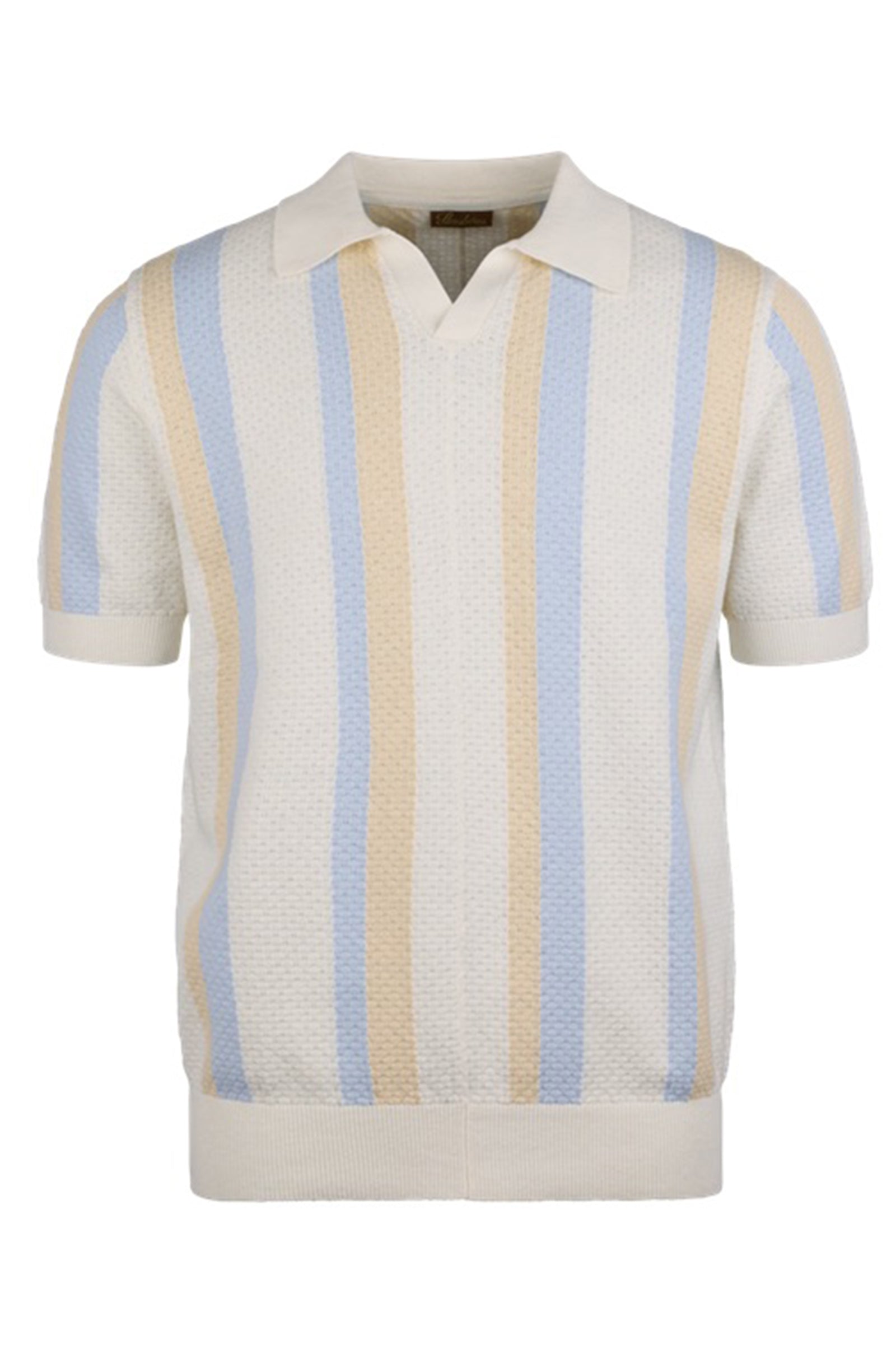 STENSTROMS - Off-White Textured Striped Knitted Polo Shirt 4203232597052